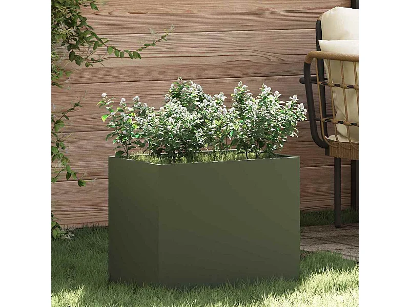 Cache-pot de jardin | Jardinière Vert olive 50 x 32 x 40 cm