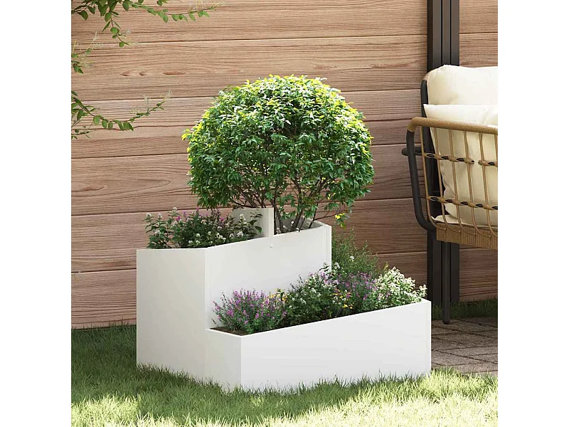 Cache-pot de jardin | Jardinière Blanc 60 x 60 x 50 cm Acier