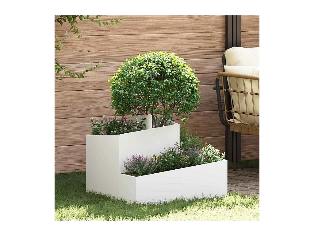 Maceta para Jardín | Jardinera | Macetero Blanco 60 x 60 x 50 cm Acero