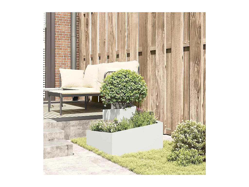 Maceta para Jardín | Jardinera | Macetero Blanco 60 x 60 x 50 cm Acero