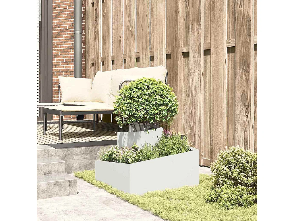 Maceta para Jardín | Jardinera | Macetero Blanco 60 x 60 x 50 cm Acero