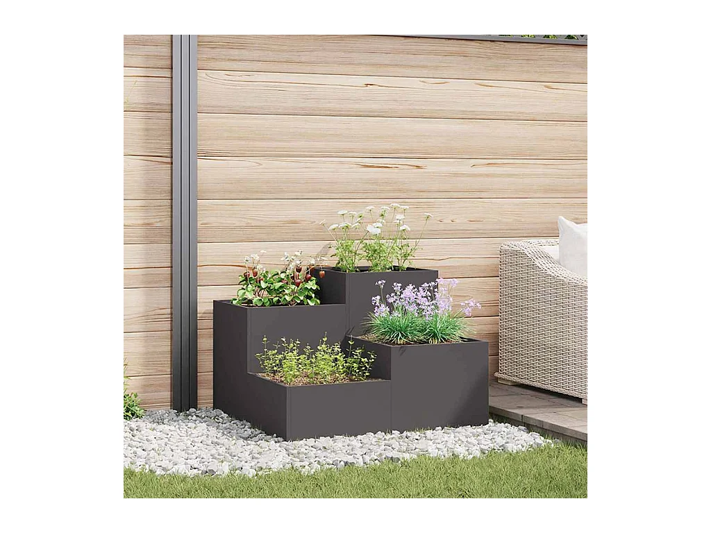Maceta para Jardín | Jardinera | Macetero Negro 100 x 100 x 60 cm Acero