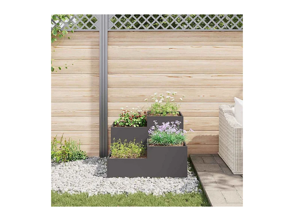 Maceta para Jardín | Jardinera | Macetero Negro 100 x 100 x 60 cm Acero