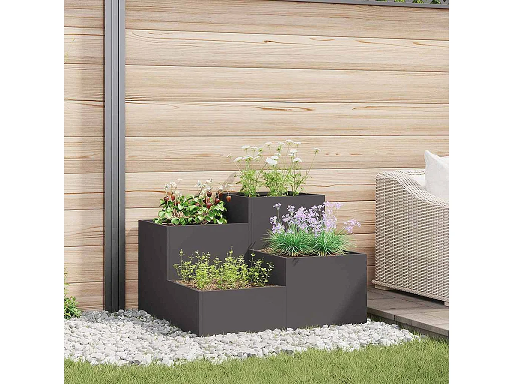 Cache-pot de jardin | Jardinière Noir 100 x 100 x 60 cm Acier