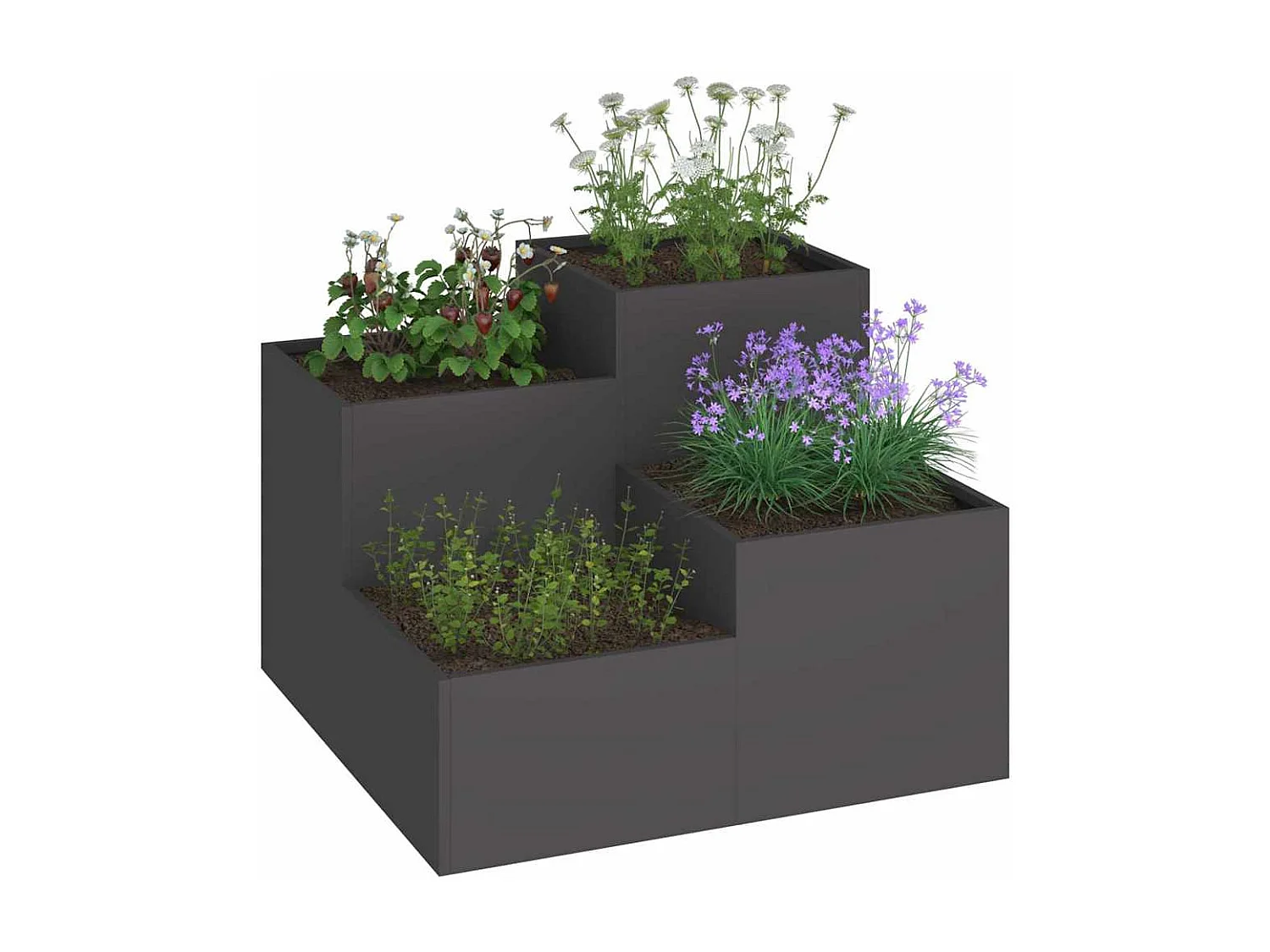 Maceta para Jardín | Jardinera | Macetero Negro 100 x 100 x 60 cm Acero