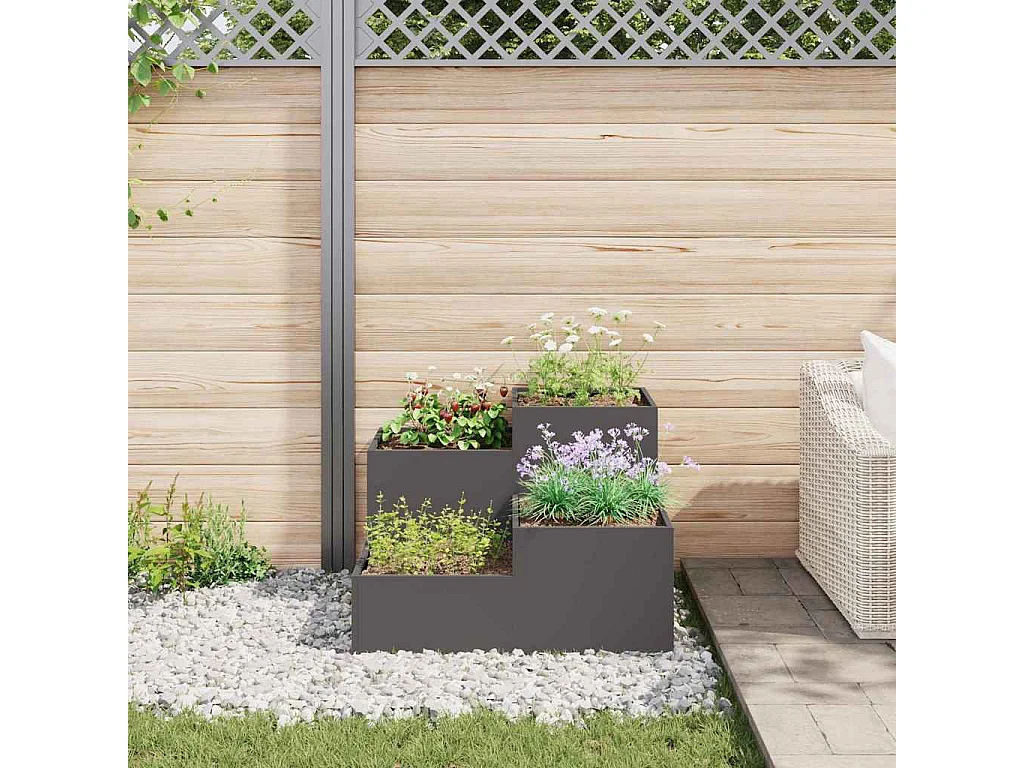 Maceta para Jardín | Jardinera | Macetero Negro 100 x 100 x 60 cm Acero