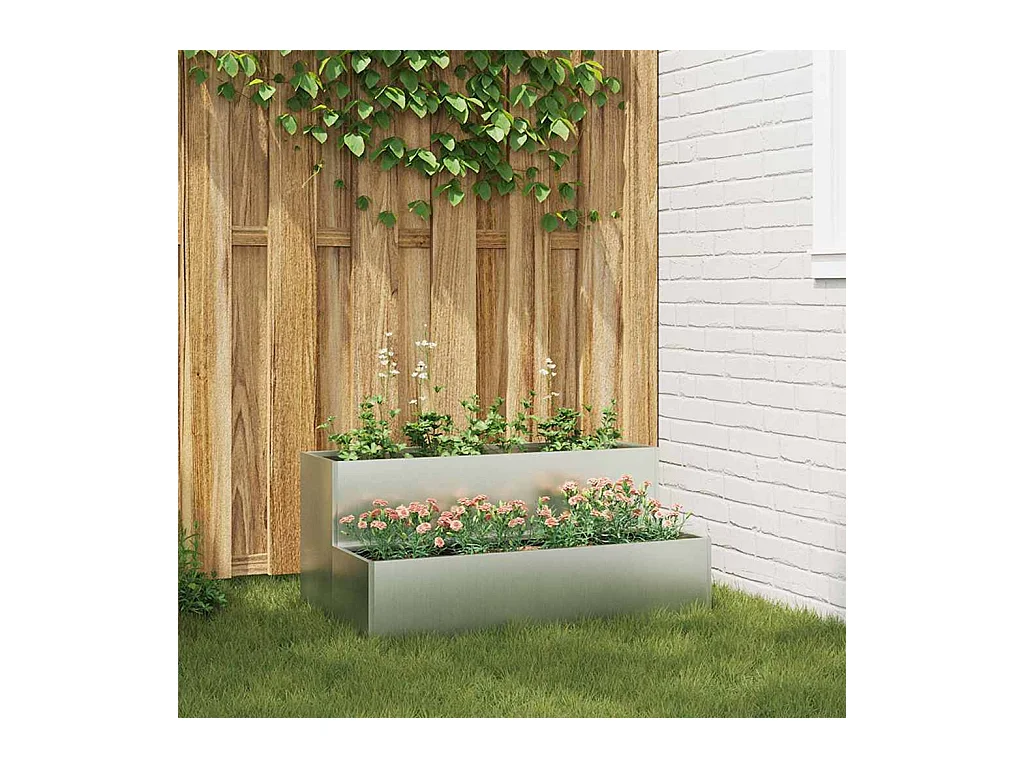 Cache-pot de jardin | Jardinière Argent 100 x 60 x 45 cm Acier galvanisé