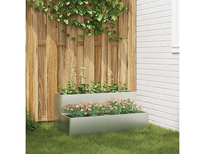 Maceta para Jardín | Jardinera | Macetero Plateado 100 x 60 x 45 cm Acero galvanizado