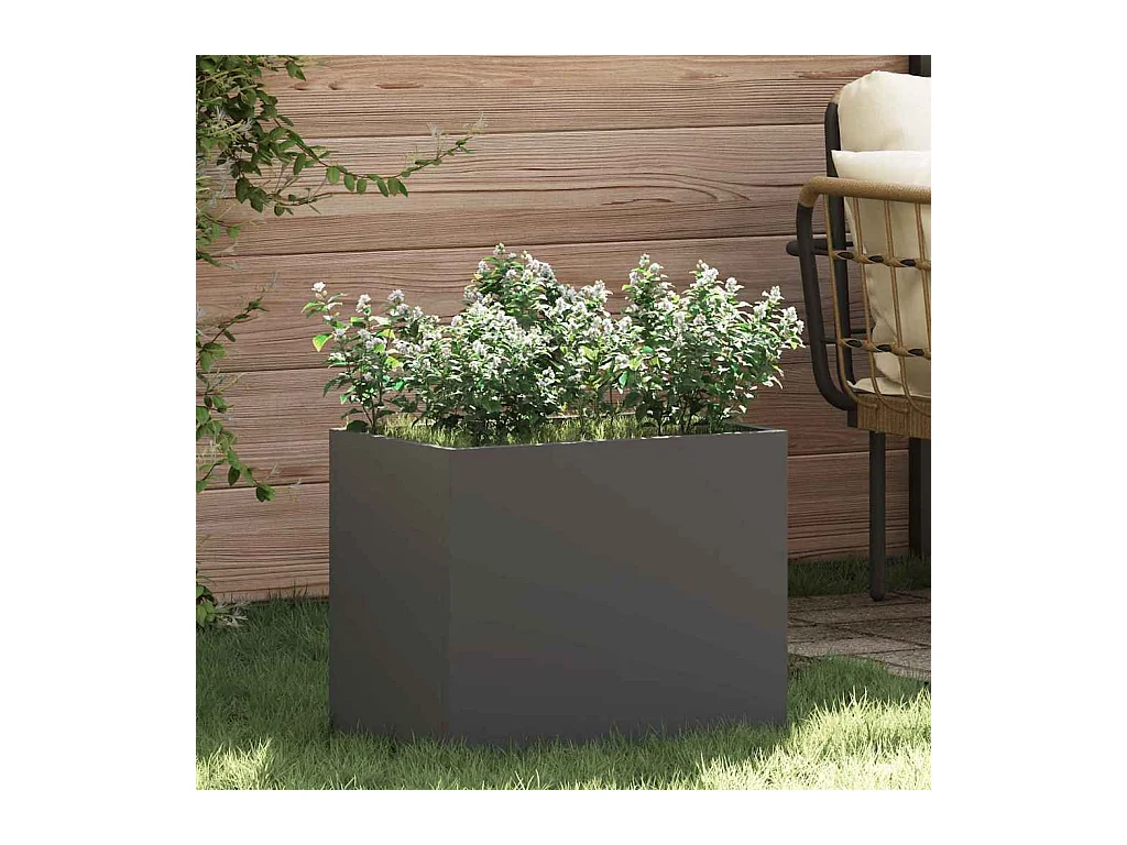 Cache-pot de jardin | Jardinière Noir 50 x 32 x 40 cm Acier laminé à froid