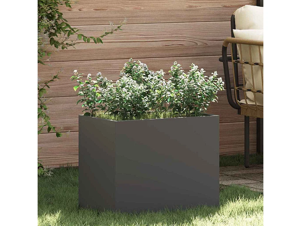 Cache-pot de jardin | Jardinière Noir 50 x 32 x 40 cm Acier laminé à froid