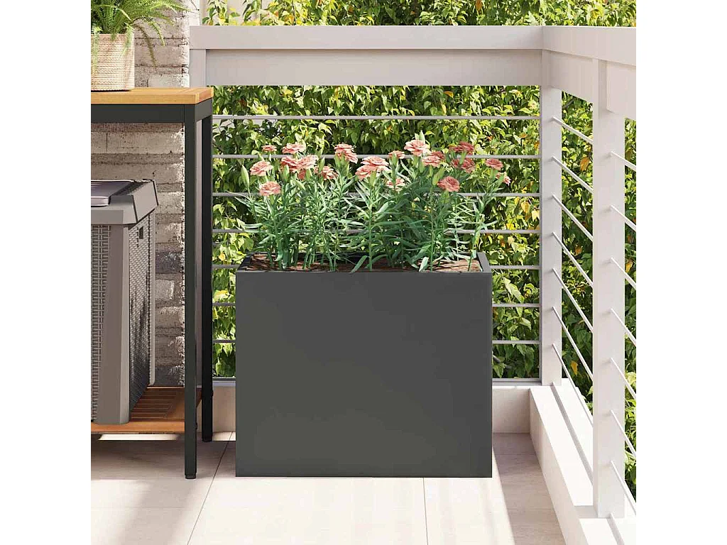 Cache-pot de jardin | Jardinière Noir 50 x 32 x 40 cm Acier laminé à froid