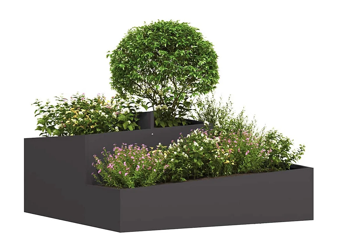 Maceta para Jardín | Jardinera | Macetero Negro 100 x 100 x 50 cm Acero