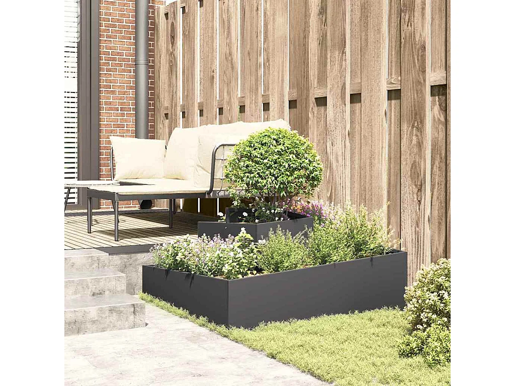 Maceta para Jardín | Jardinera | Macetero Negro 100 x 100 x 50 cm Acero