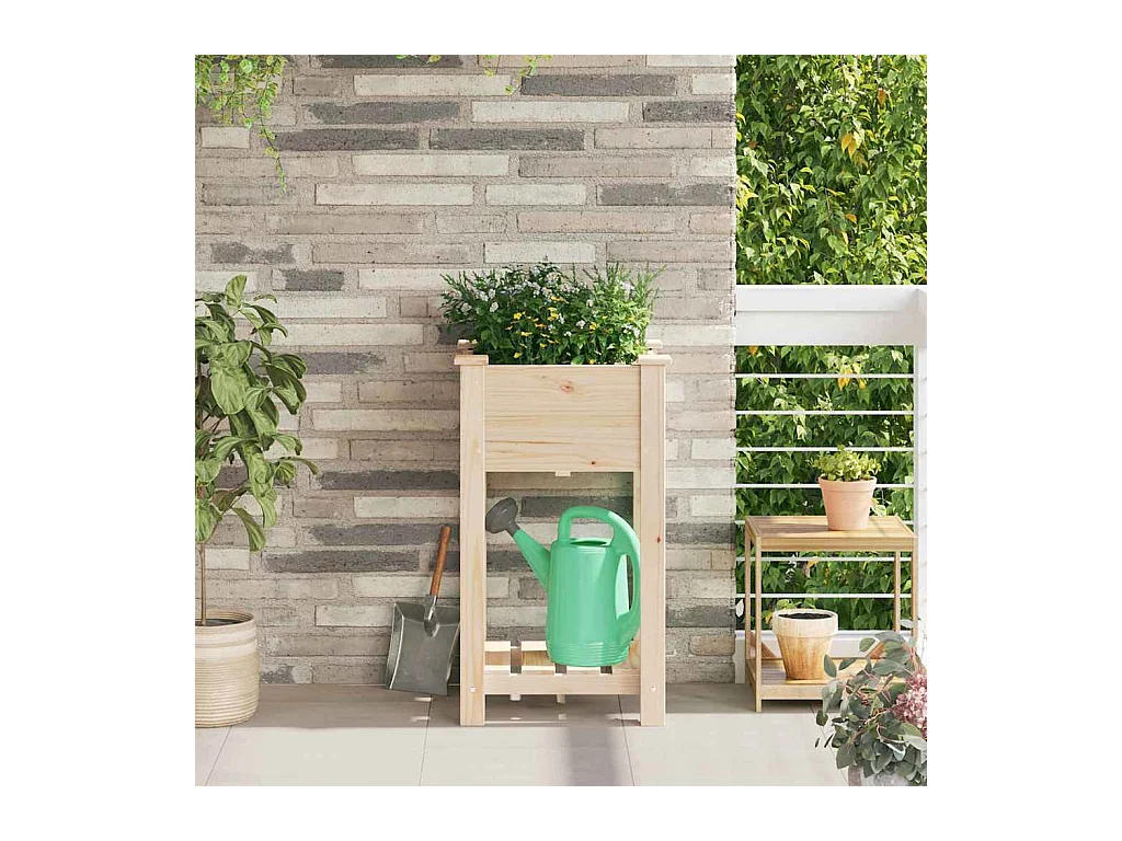 Maceta para Jardín | Jardinera | Macetero con estante Beige 45 x 45 x 76.5 cm