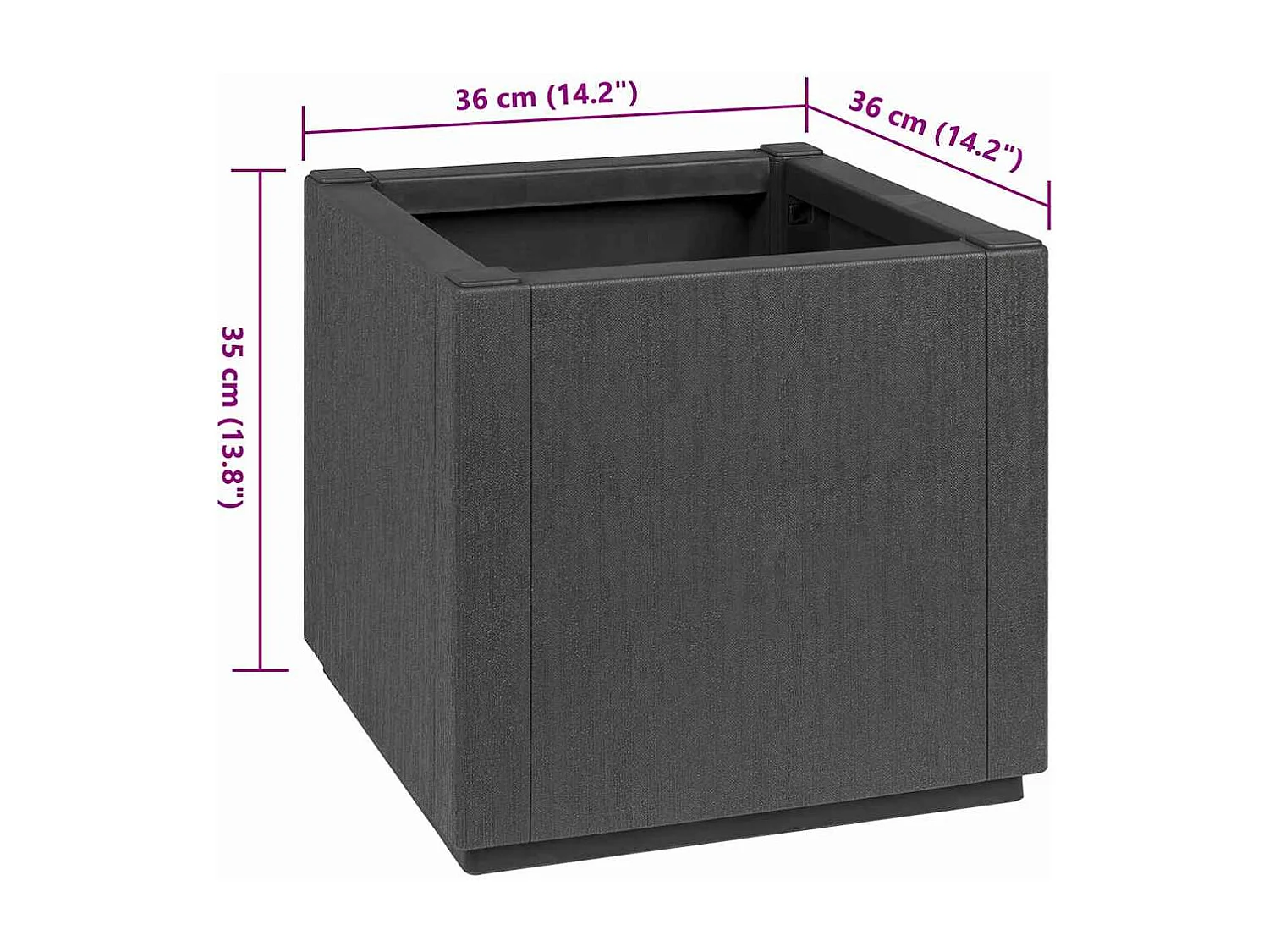 Cache-pot de jardin | Jardinière Anthracite 36 x 36 x 35 cm Polypropylène