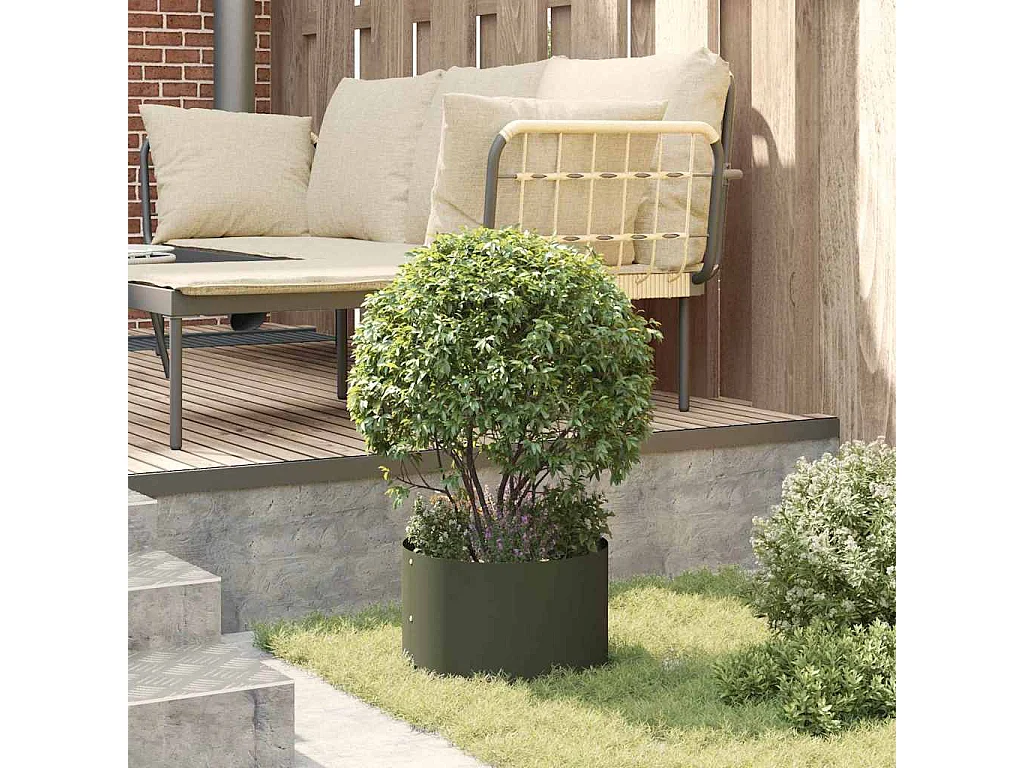 Cache-pot de jardin | Jardinière Vert olive 30 x 30 x 20 cm Acier
