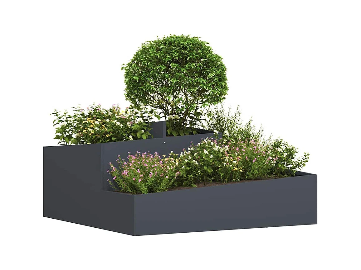 Maceta para Jardín | Jardinera | Macetero Antracita 100 x 100 x 50 cm Acero