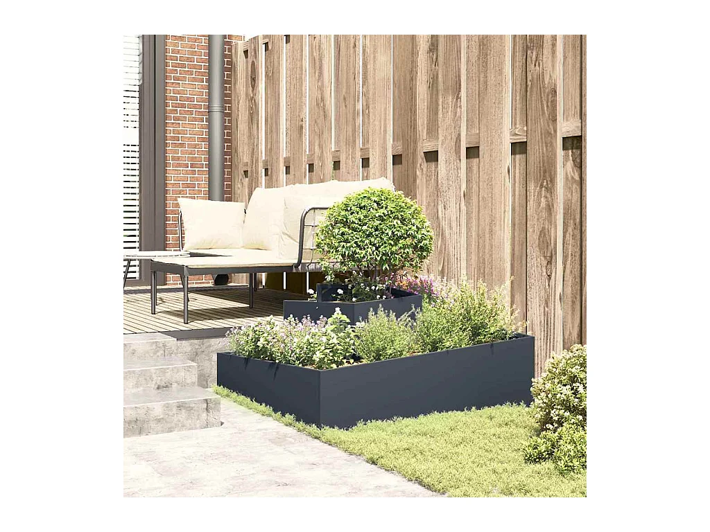 Maceta para Jardín | Jardinera | Macetero Antracita 100 x 100 x 50 cm Acero