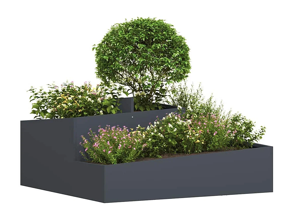 Maceta para Jardín | Jardinera | Macetero Antracita 100 x 100 x 50 cm Acero