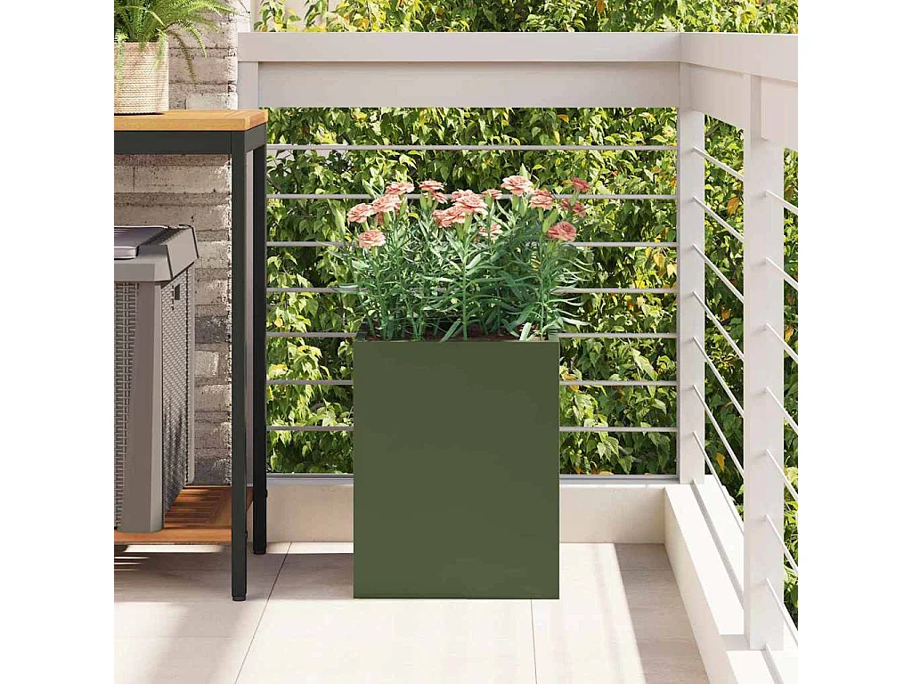 Cache-pot de jardin | Jardinière Vert olive 32 x 32 x 40 cm
