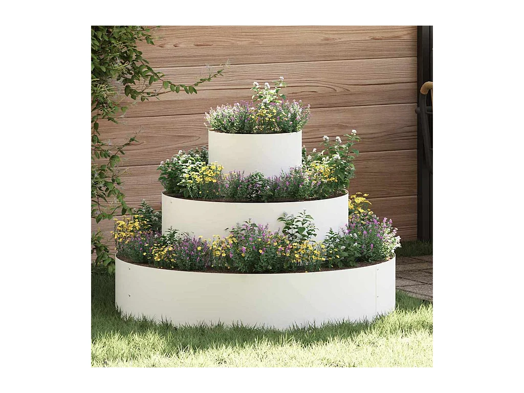 Maceta para Jardín | Jardinera | Macetero Blanco 90 x 90 x 20 cm Acero