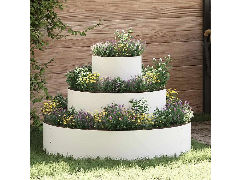 Maceta para Jardín | Jardinera | Macetero Blanco 90 x 90 x 20 cm Acero