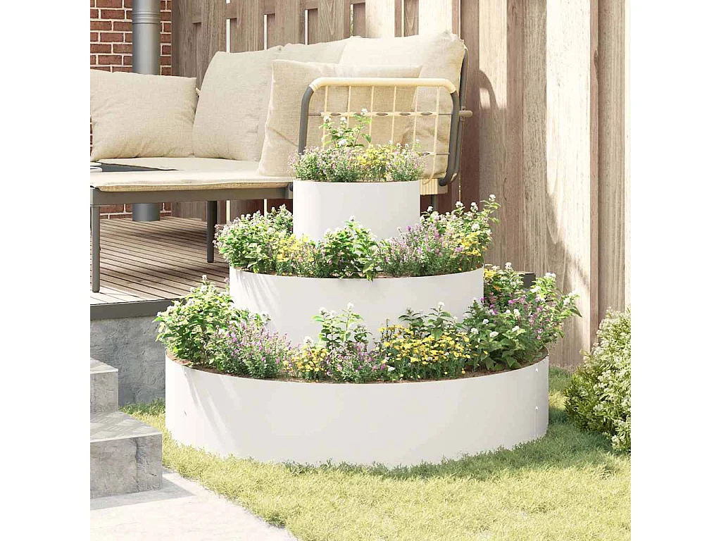 Maceta para Jardín | Jardinera | Macetero Blanco 90 x 90 x 20 cm Acero