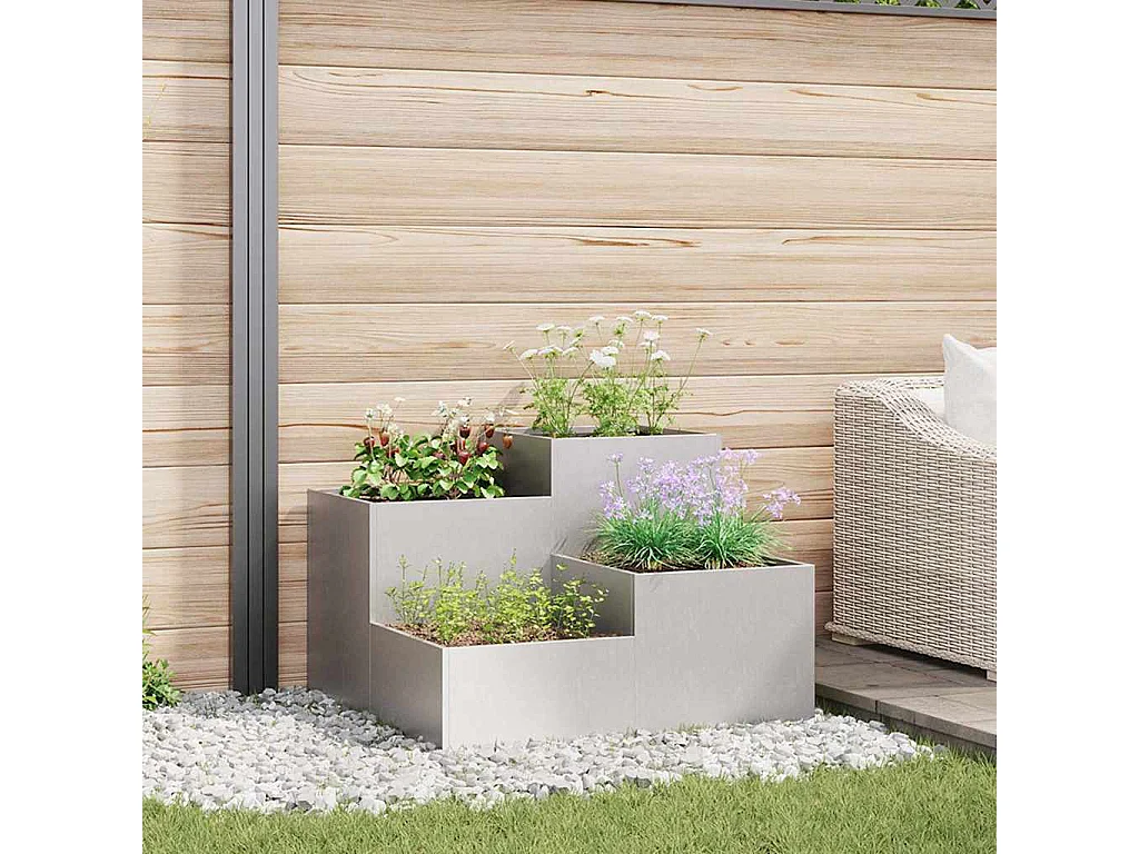 Cache-pot de jardin | Jardinière Argent 80 x 80 x 60 cm Acier inoxydable