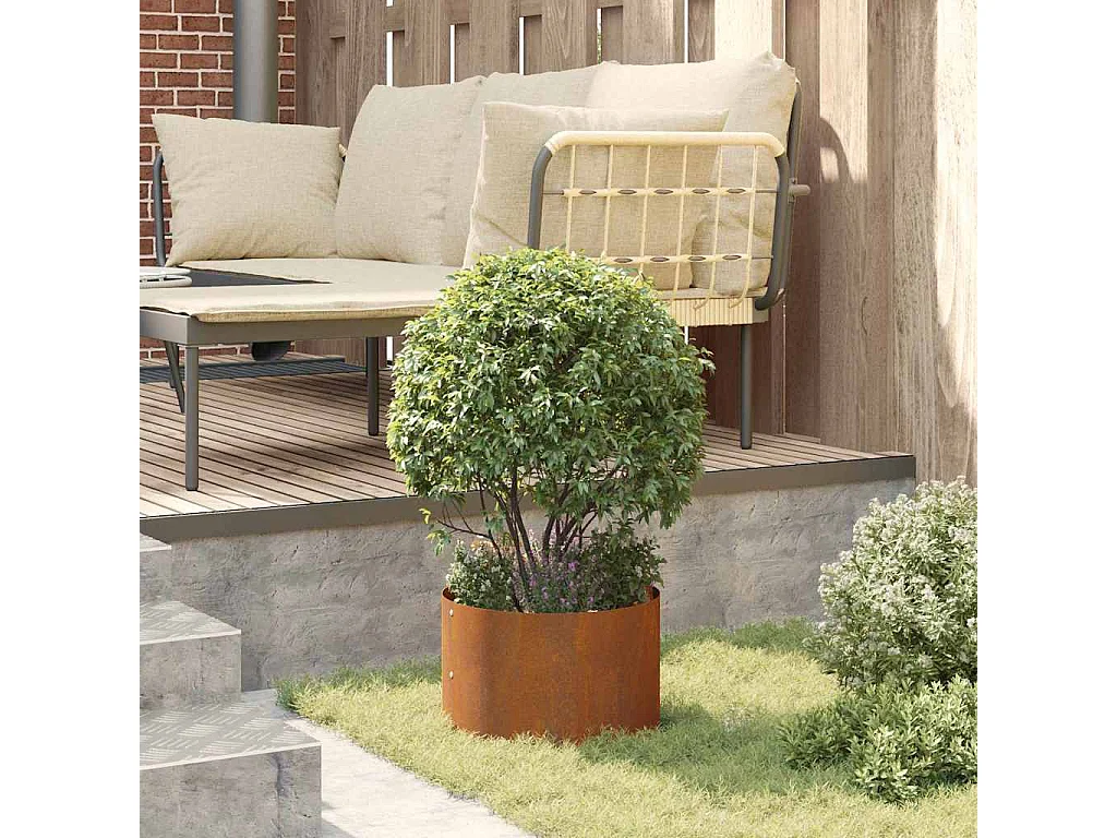 Cache-pot de jardin | Jardinière Marron 30 x 30 x 20 cm Acier cuivré