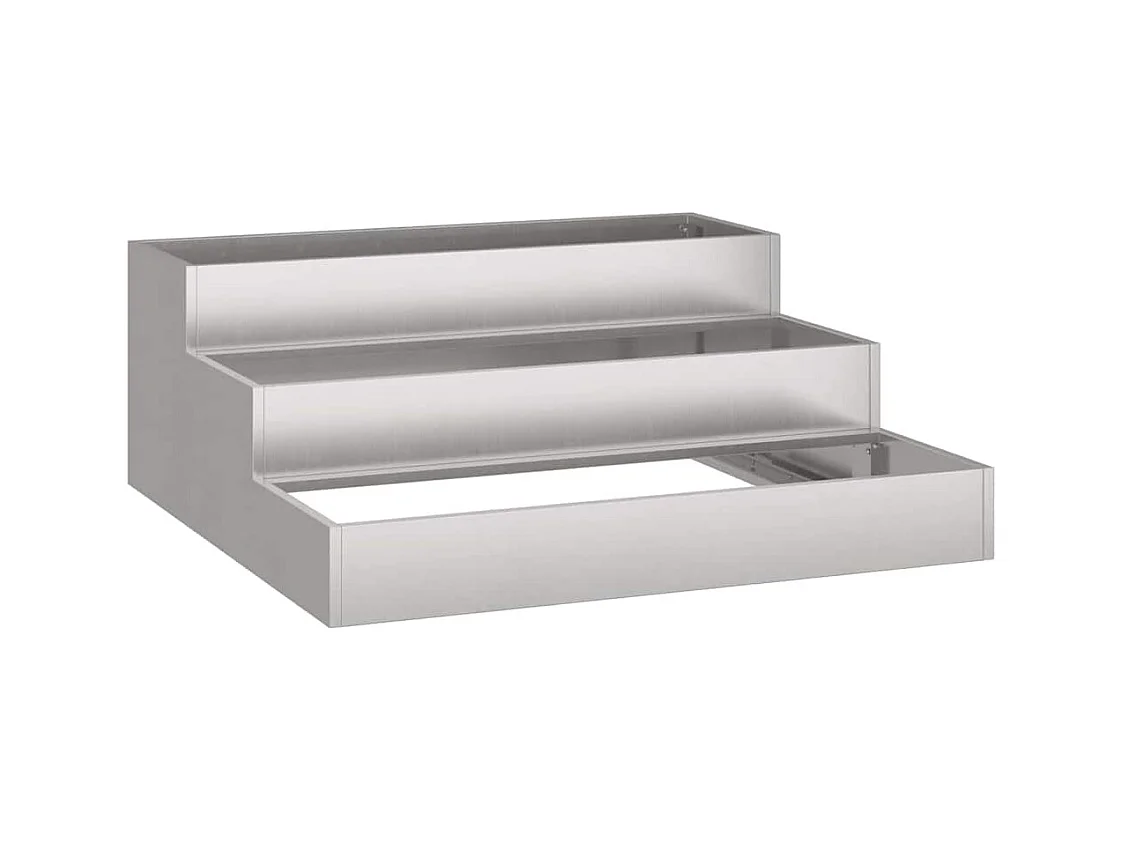 Maceta para Jardín | Jardinera | Macetero Plateado 90 x 90 x 35 cm Acero inoxidable