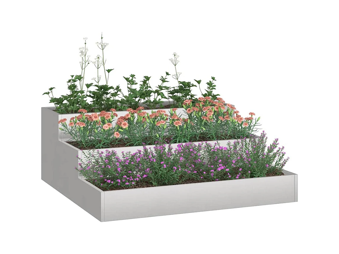 Maceta para Jardín | Jardinera | Macetero Plateado 90 x 90 x 35 cm Acero inoxidable