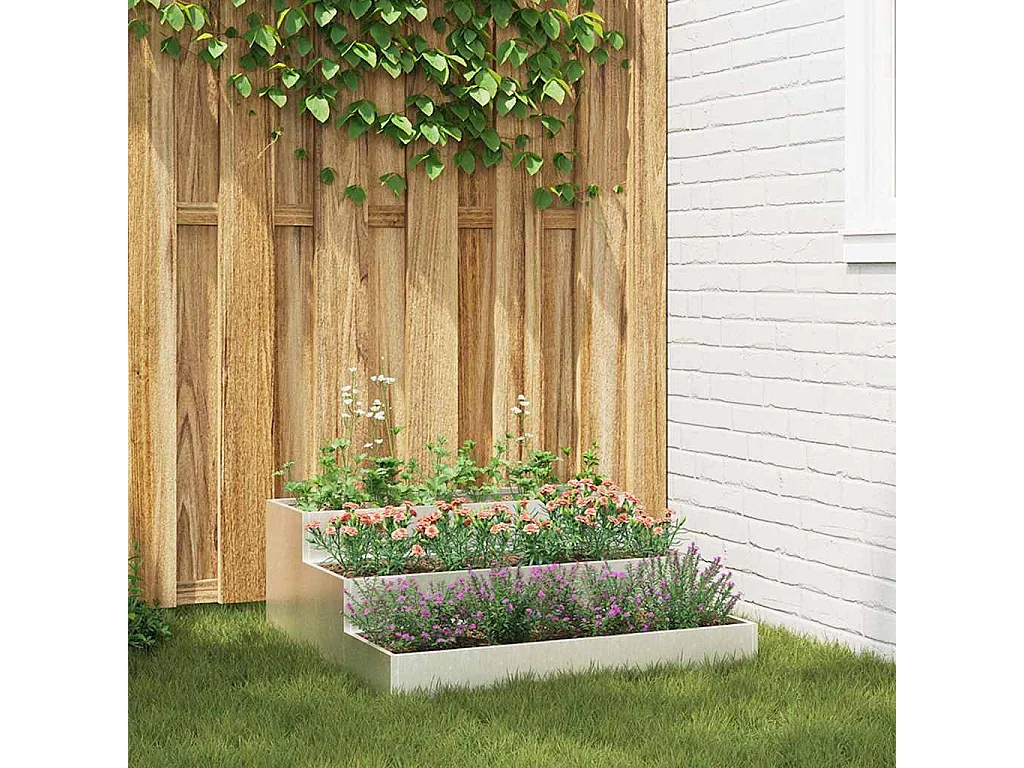 Cache-pot de jardin | Jardinière Argent 90 x 90 x 35 cm Acier inoxydable