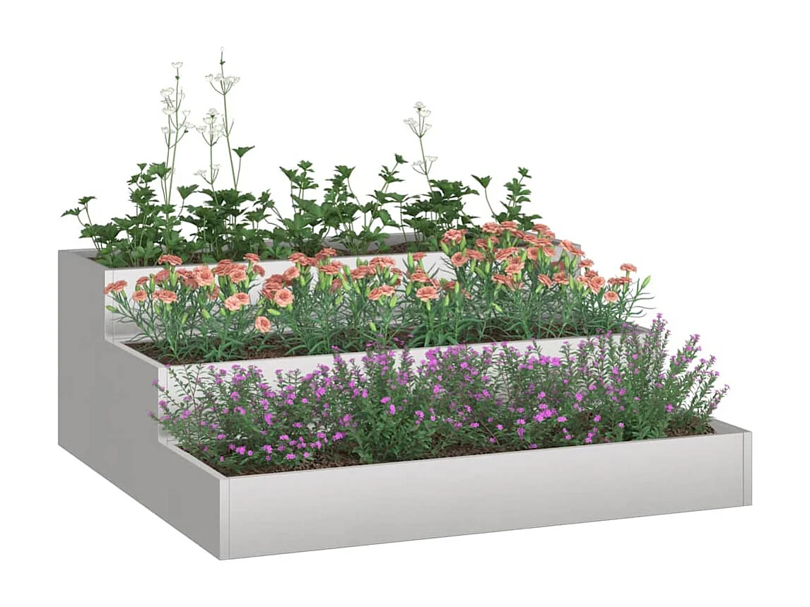 Maceta para Jardín | Jardinera | Macetero Plateado 90 x 90 x 35 cm Acero inoxidable