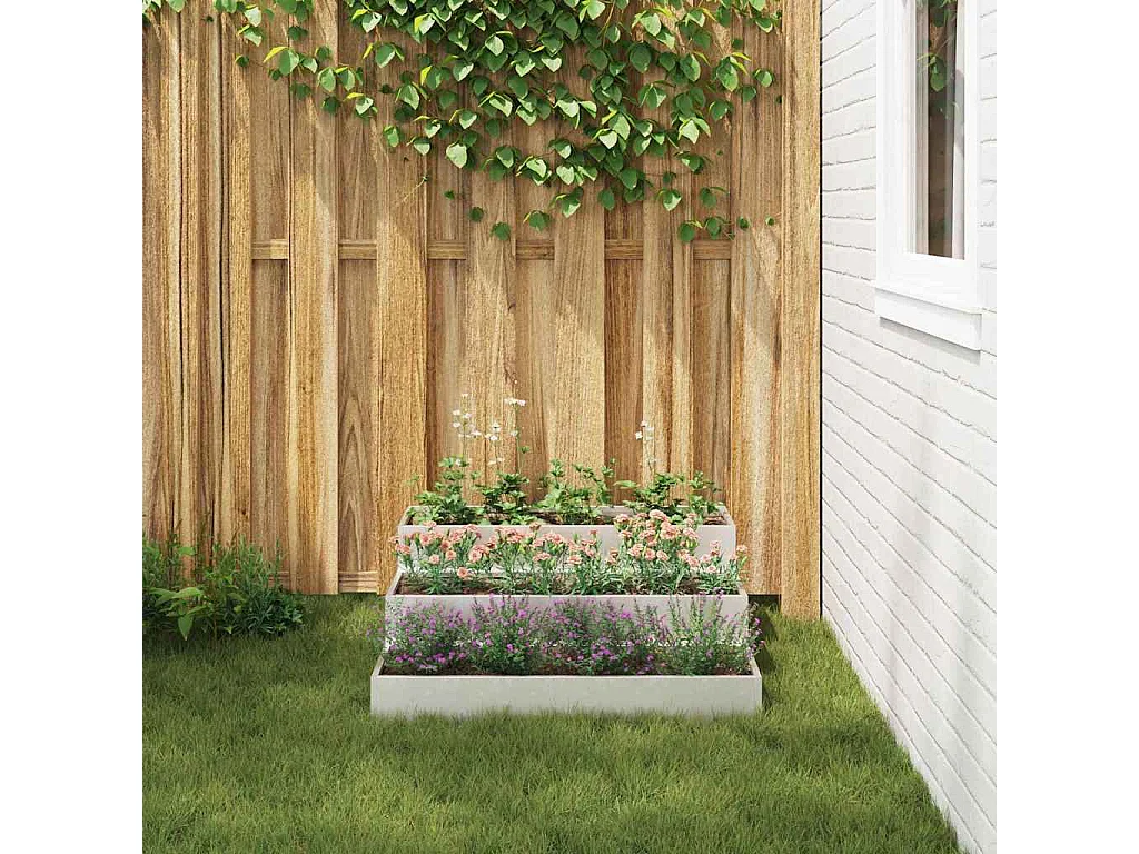 Maceta para Jardín | Jardinera | Macetero Plateado 90 x 90 x 35 cm Acero inoxidable
