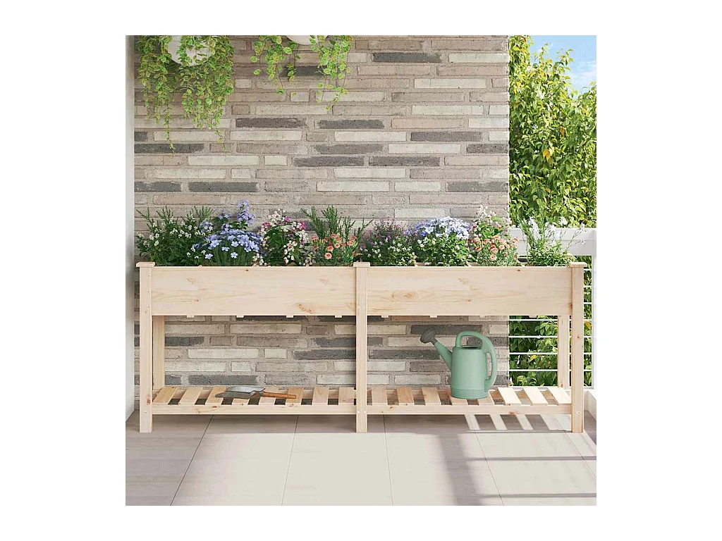 Maceta para Jardín | Jardinera | Macetero con estante Beige 203.5 x 53 x 76.5 cm