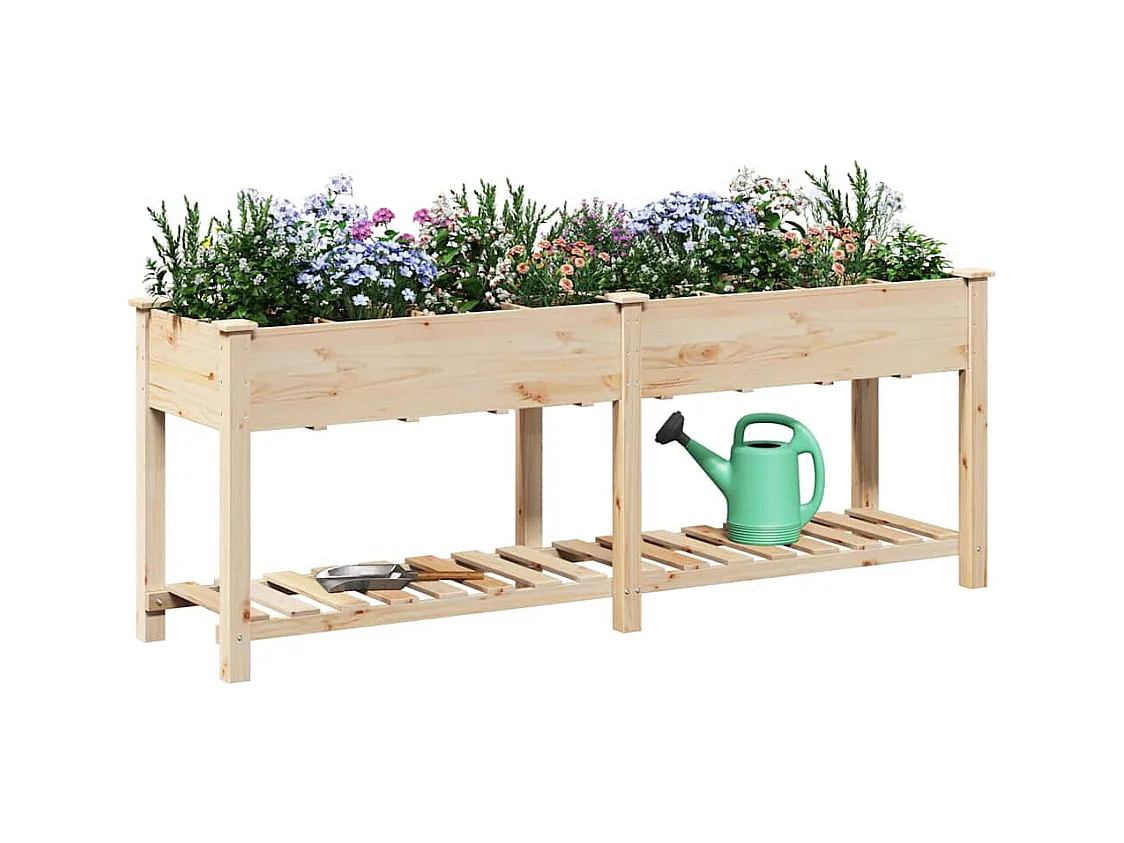 Maceta para Jardín | Jardinera | Macetero con estante Beige 203.5 x 53 x 76.5 cm