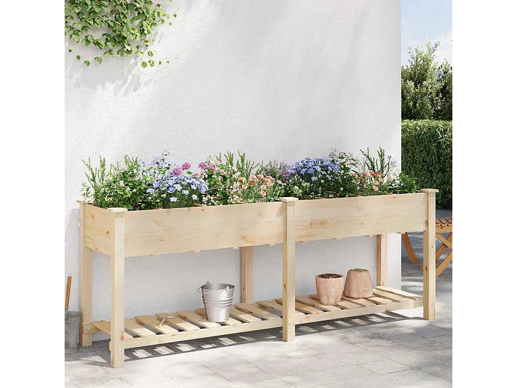 Maceta para Jardín | Jardinera | Macetero con estante Beige 203.5 x 53 x 76.5 cm