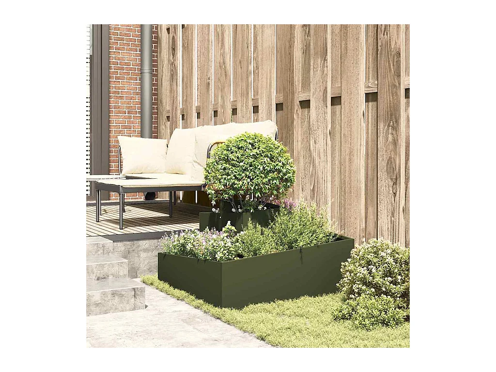 Maceta para Jardín | Jardinera | Macetero Verde oliva 80 x 80 x 50 cm