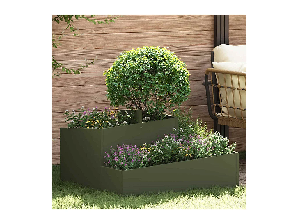 Cache-pot de jardin | Jardinière Vert olive 80 x 80 x 50 cm