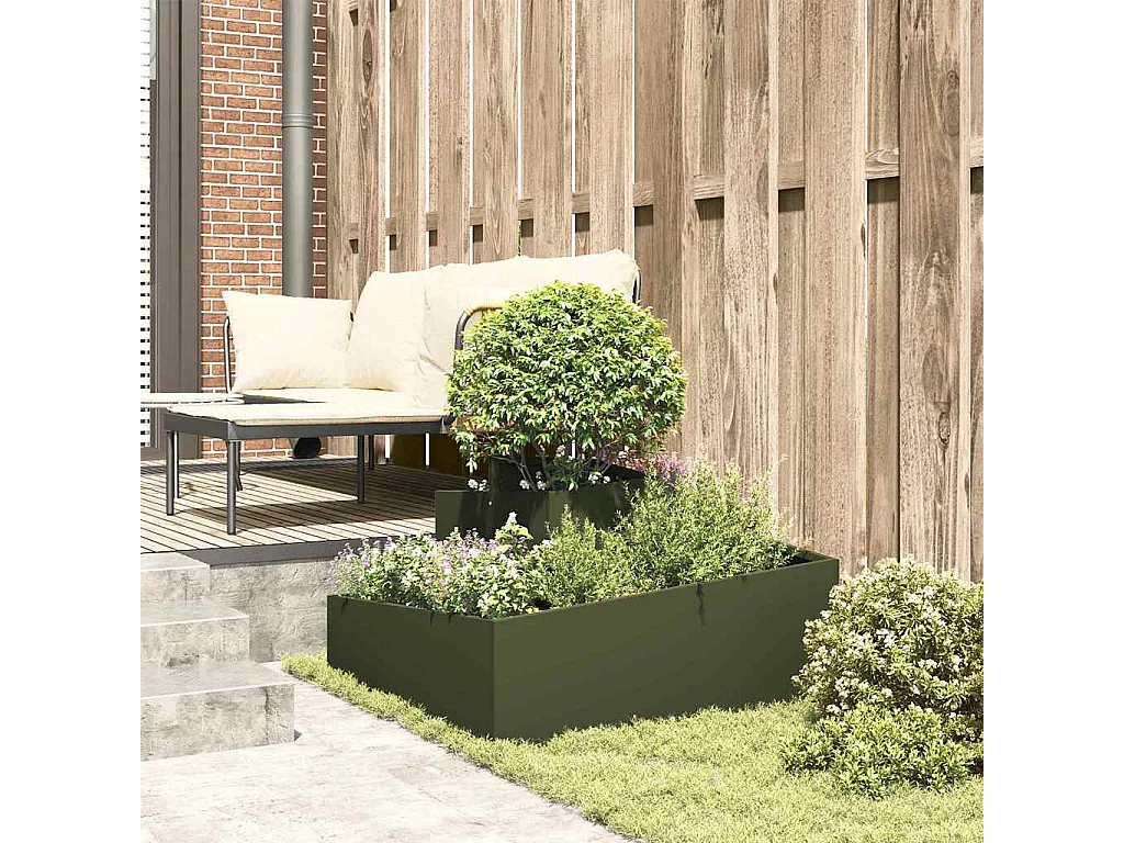 Maceta para Jardín | Jardinera | Macetero Verde oliva 80 x 80 x 50 cm