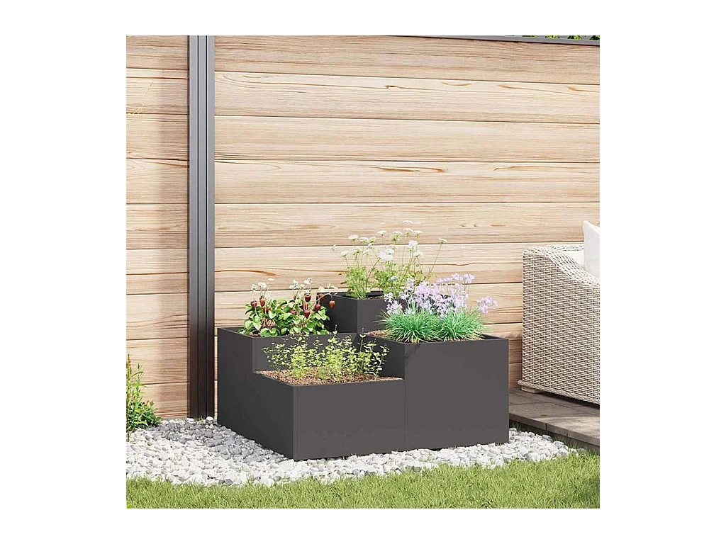 Maceta para Jardín | Jardinera | Macetero Negro 80 x 80 x 48 cm Acero