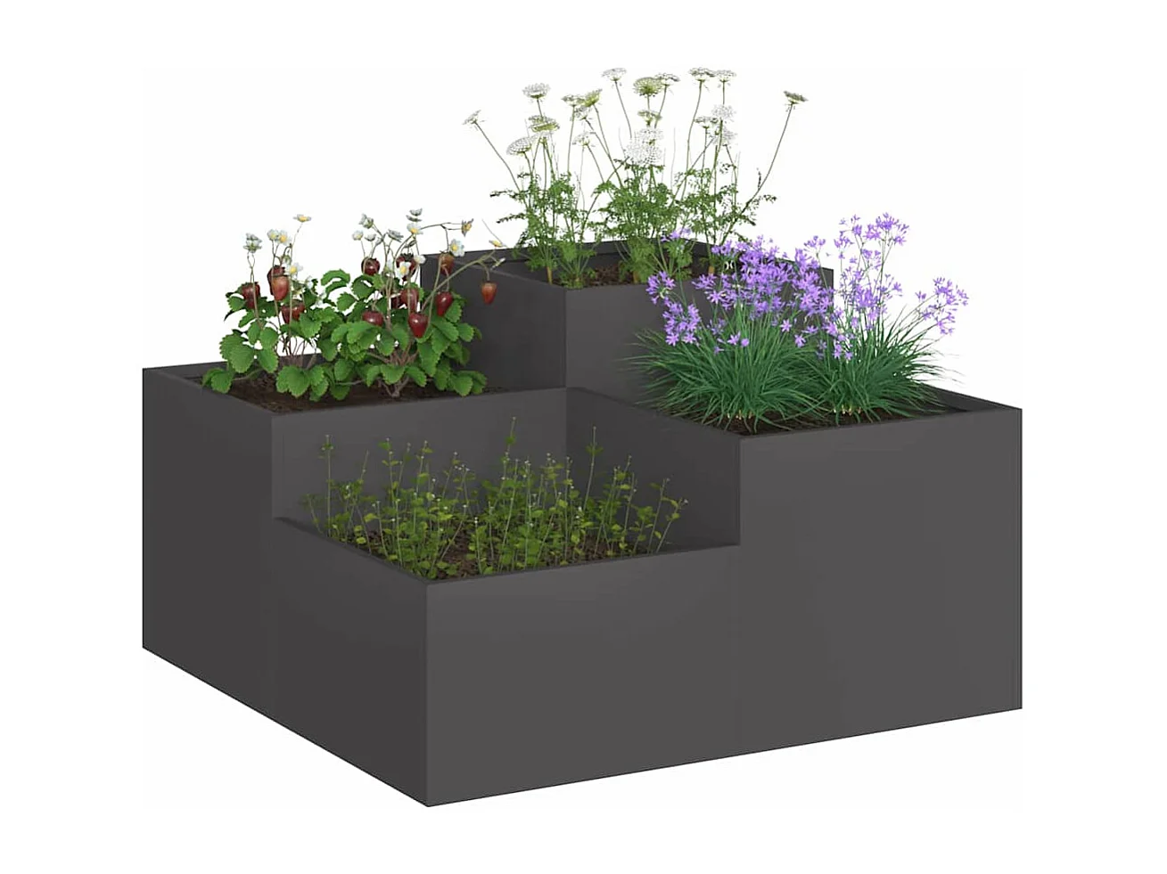 Maceta para Jardín | Jardinera | Macetero Negro 80 x 80 x 48 cm Acero