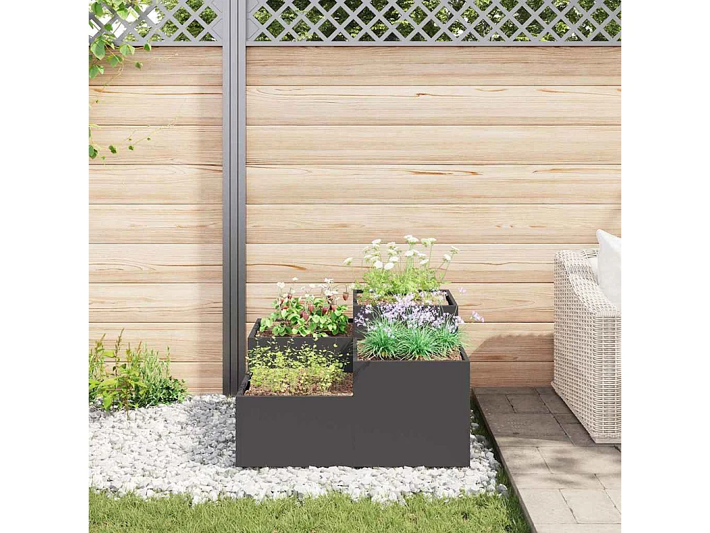 Maceta para Jardín | Jardinera | Macetero Negro 80 x 80 x 48 cm Acero