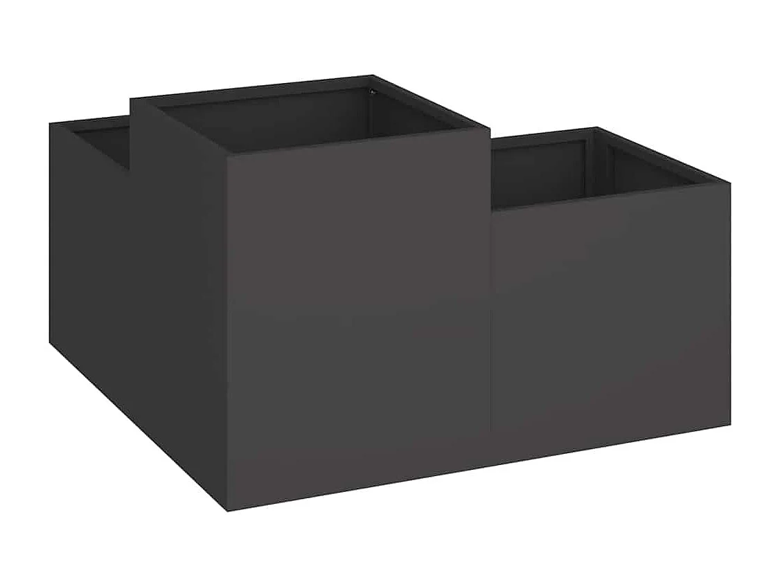Maceta para Jardín | Jardinera | Macetero Negro 80 x 80 x 48 cm Acero
