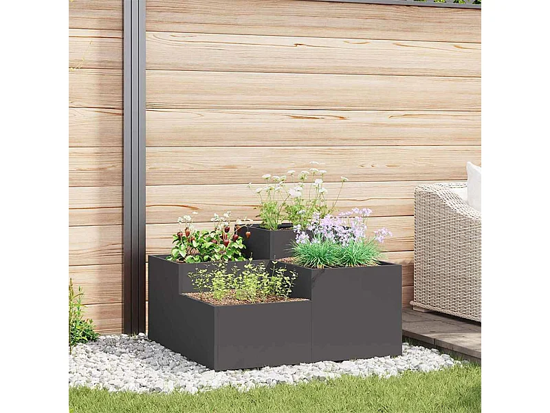 Maceta para Jardín | Jardinera | Macetero Negro 80 x 80 x 48 cm Acero