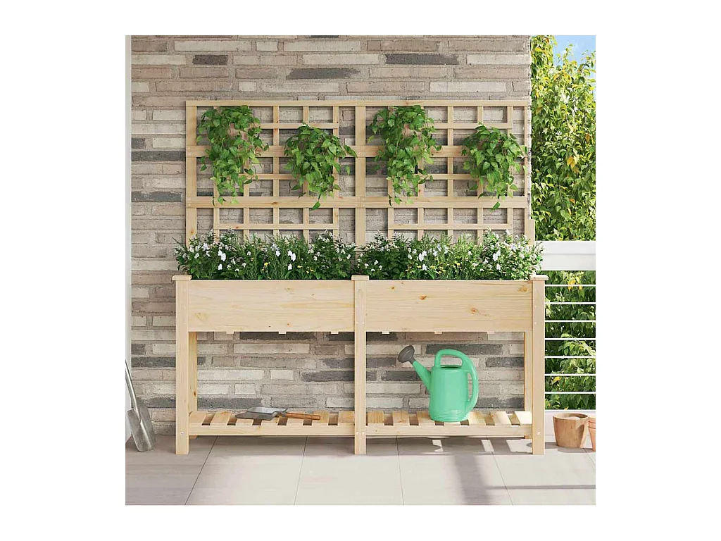 Maceta para Jardín | Jardinera | Macetero con estante Beige 161 x 46 x 152.5 cm