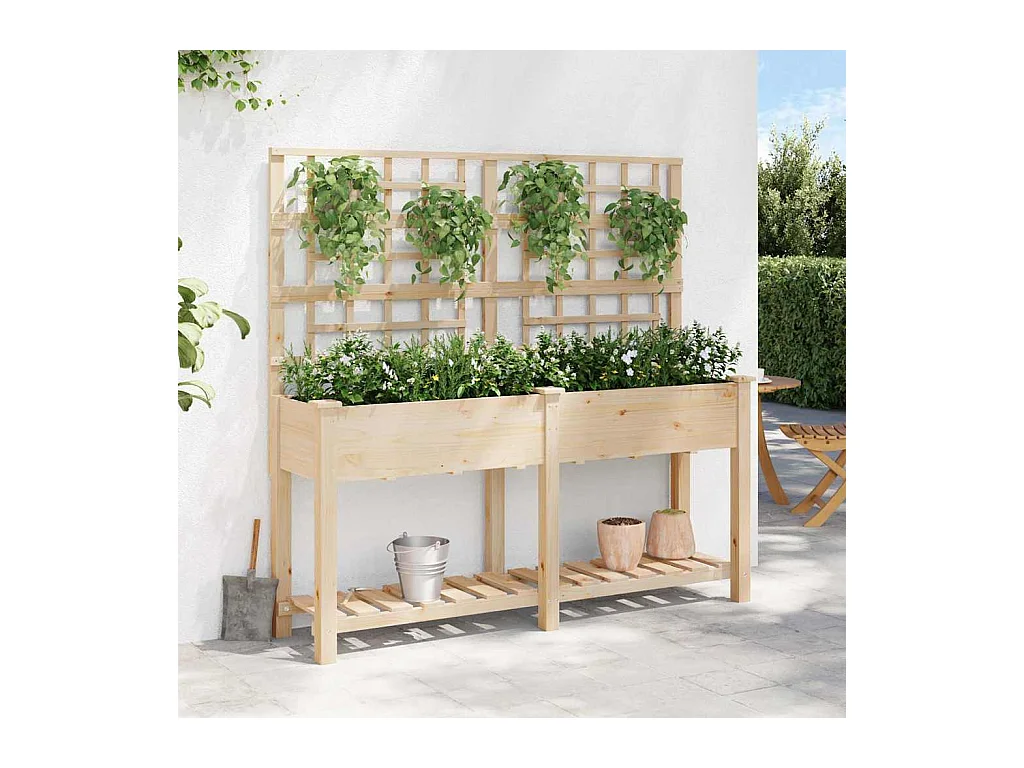 Maceta para Jardín | Jardinera | Macetero con estante Beige 161 x 46 x 152.5 cm