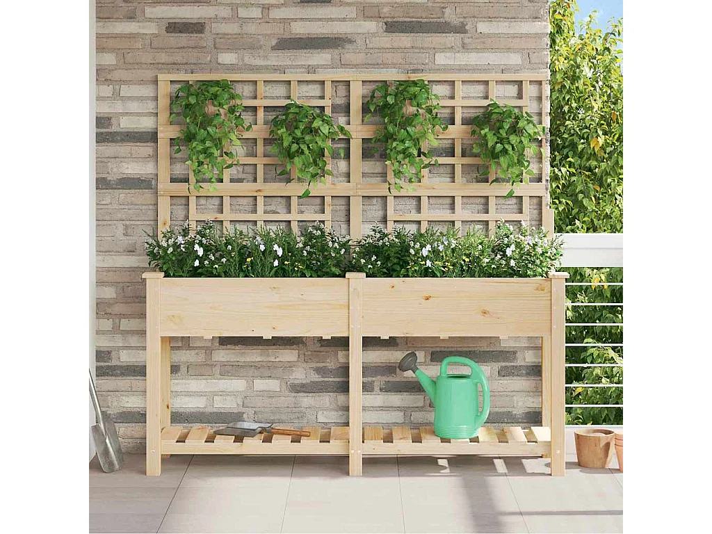 Maceta para Jardín | Jardinera | Macetero con estante Beige 161 x 46 x 152.5 cm