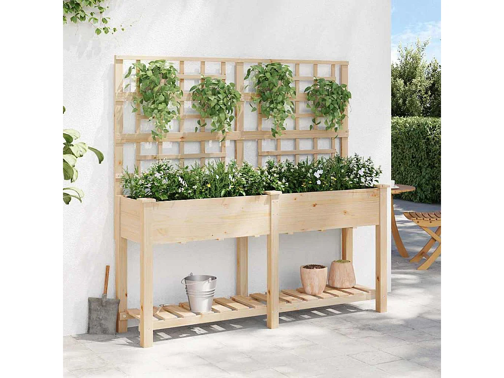 Maceta para Jardín | Jardinera | Macetero con estante Beige 161 x 46 x 152.5 cm