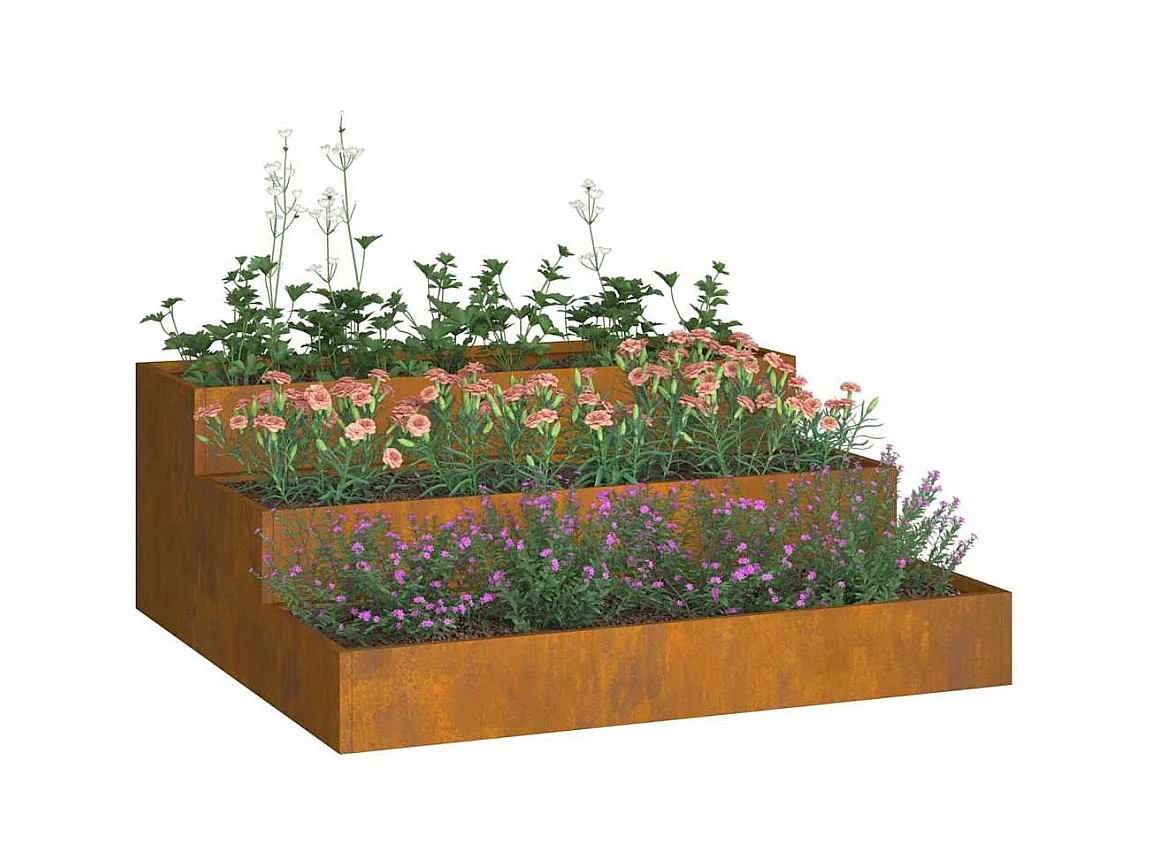 Maceta para Jardín | Jardinera | Macetero Oxidado 90 x 90 x 35 cm Acero oxidado